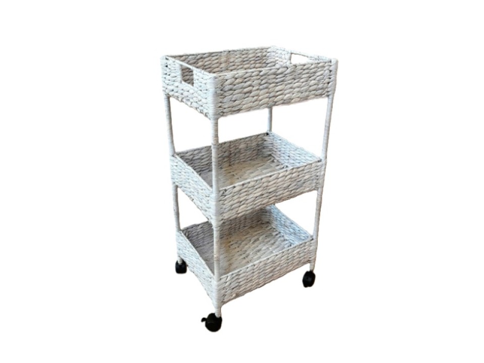 Exquisite 3-Tier Water Hyacinth Rolling Nursery Caddy
